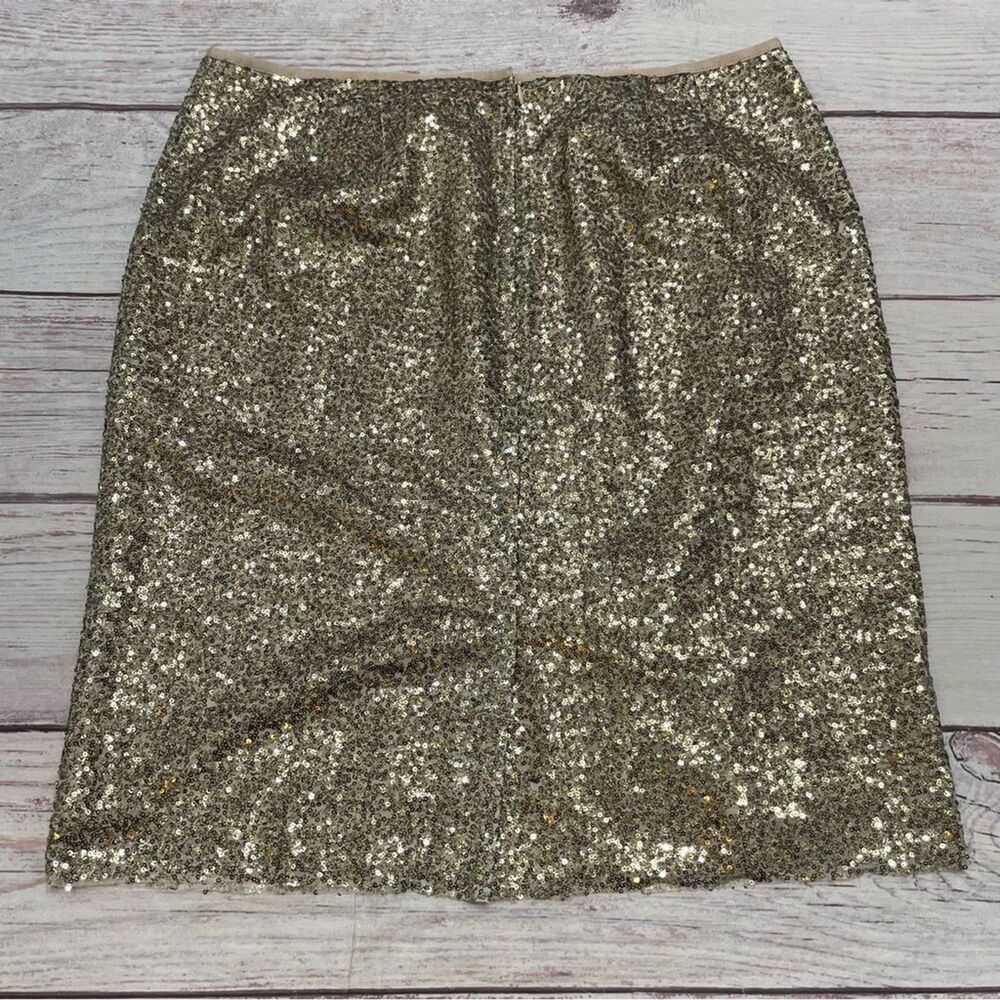 Chico’s Sequin Pencil Stephanie Skirt Gold New Size 3 = XL - Picture 3 of 8